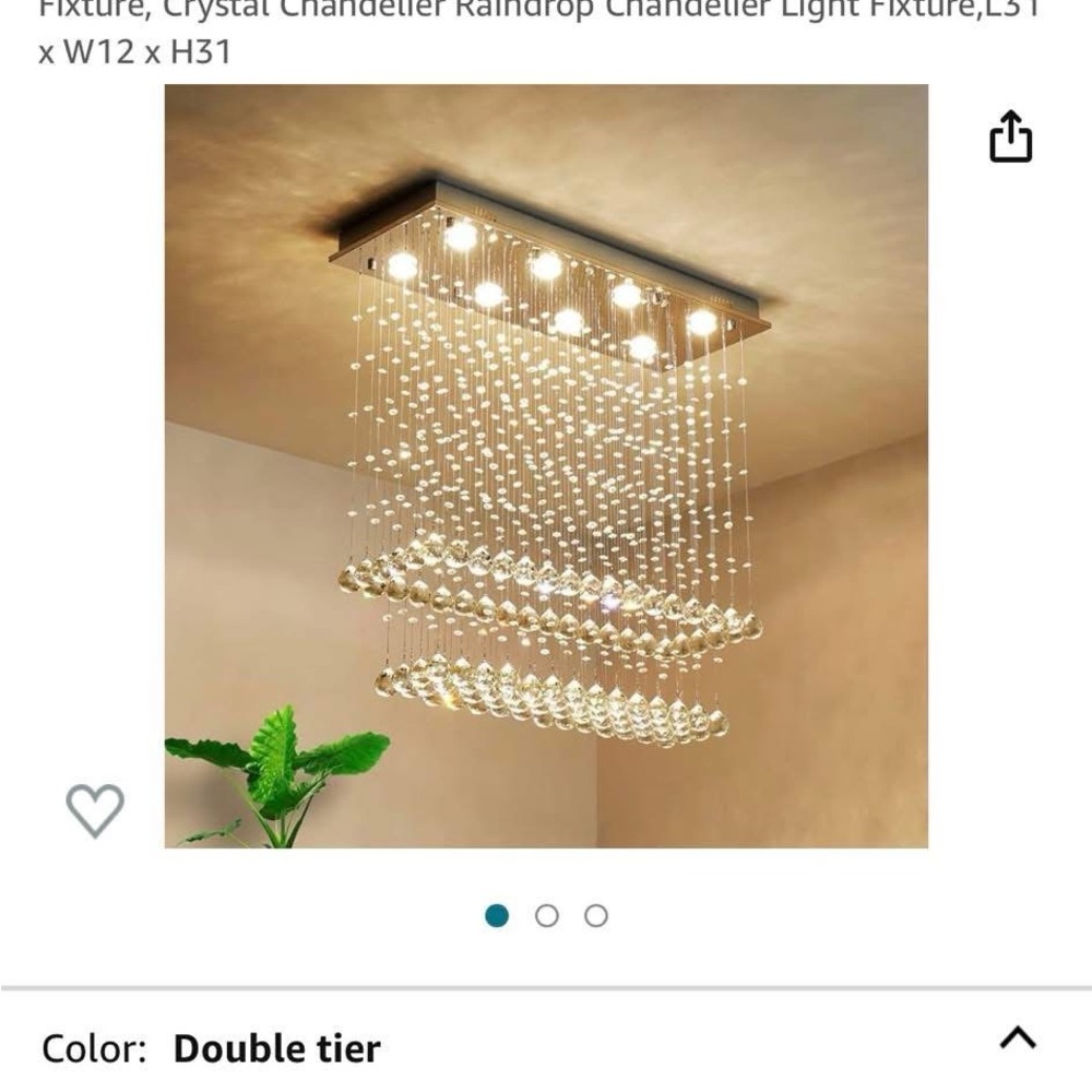 Amazon Crystal Raindrop Double-Tier Chandelier - Clear Crystals & Gold Finish